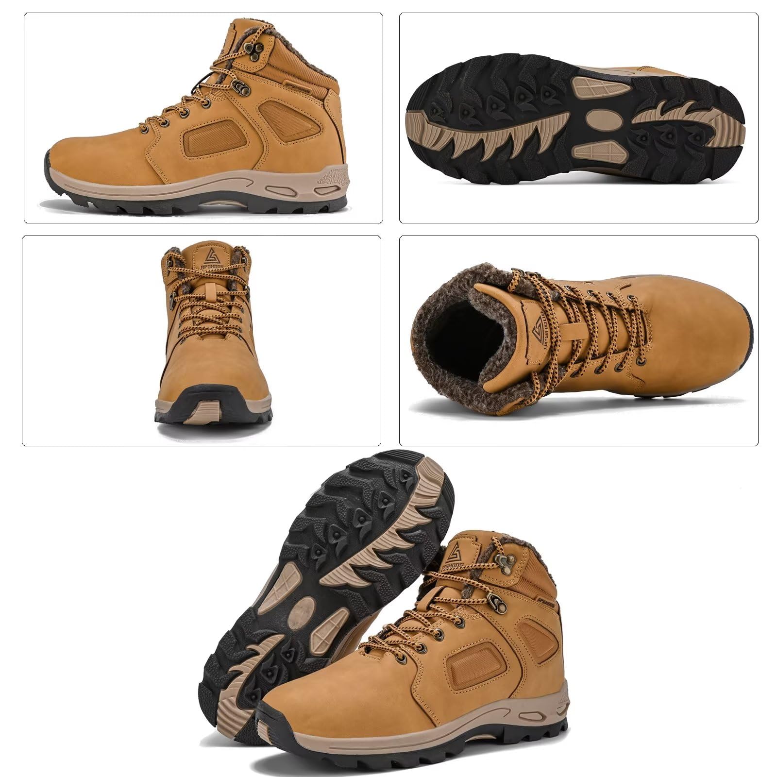 Hombre Botas de Nieve Impermeable Botas de Invierno Forro Piel Zapatillas Trekking Senderismo Sneakers