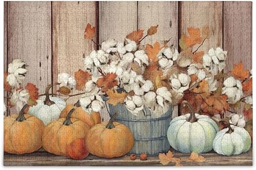 Miniatura 1 de Pumpkin Fall Jigsaw Puzzles 500 Pieces for Adults,Learning Educational Puzzles,Difficult and Challenge Families Toys with Mesh Storage Bag 2011748