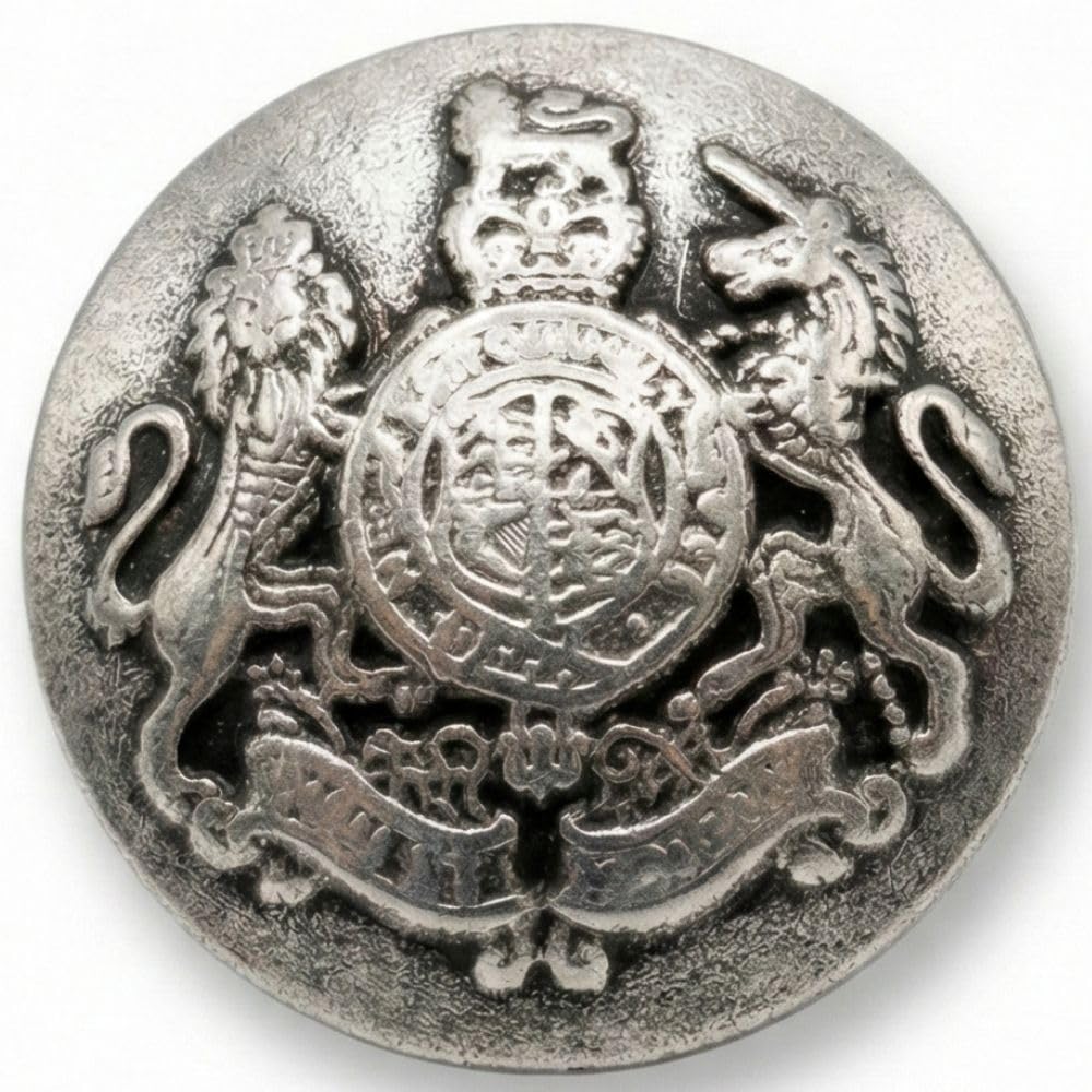 Silver Military Crest Metal Shank Buttons 23mm 4 Pack โ image 1