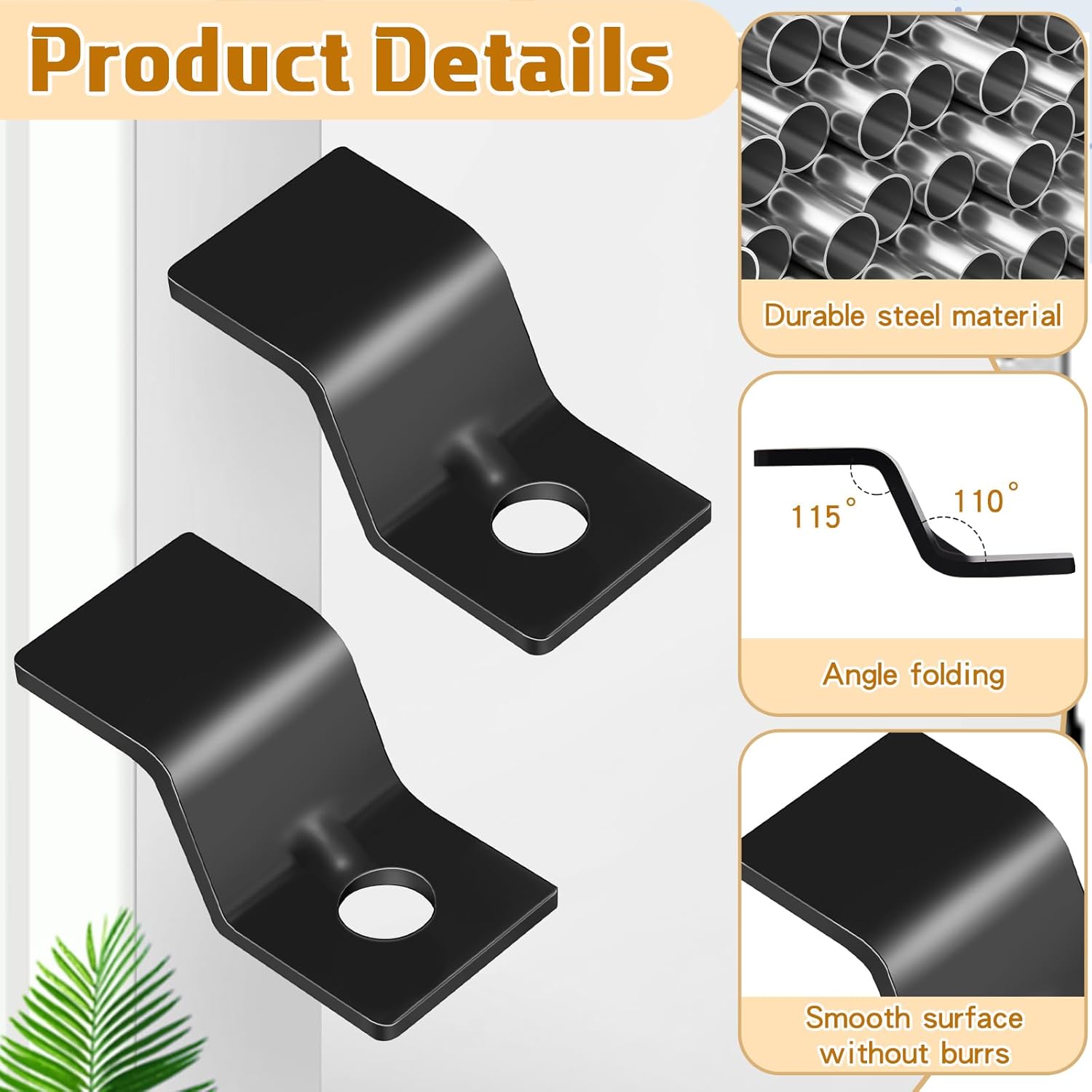 Ferraycle 200 Sets Table Top Fasteners with Screws Metal Z Clips for Table Tops Heavy Duty Z Connectors Solid Steel with Screws for Desk Furniture (Black)