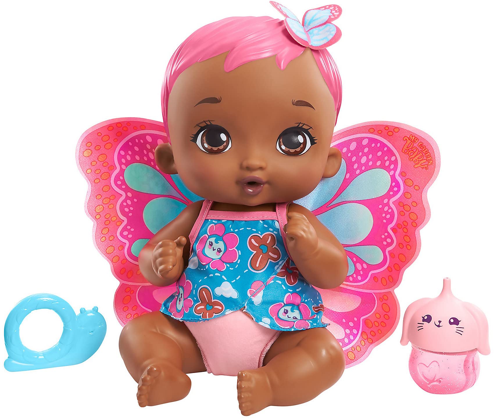 My Garden Baby GYP12​ Feed and Change Baby Butterfly Doll (30-cm / 12-in), with Reusable Diaper, Removable Clothes & Wings, Great Gift for Kids Ages 3Y+, Multicolor