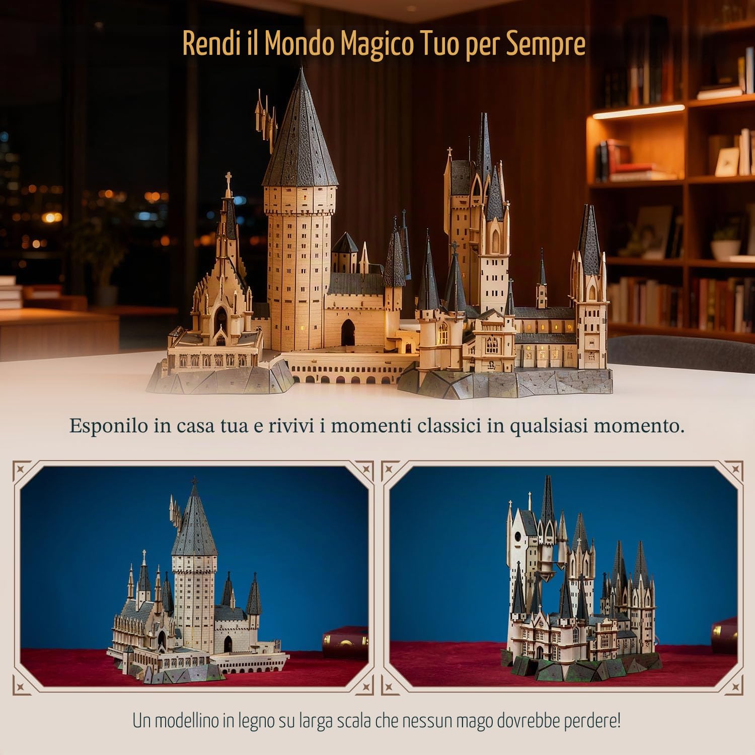 PUREMIND Harry Potter Torre di Astronomia, Puzzle 3D legno, castello magico | Licenza ufficiale, regalo Harry Potter, Torre di Astronomia, kit da montare, modellino da collezione, decorazione per mensola