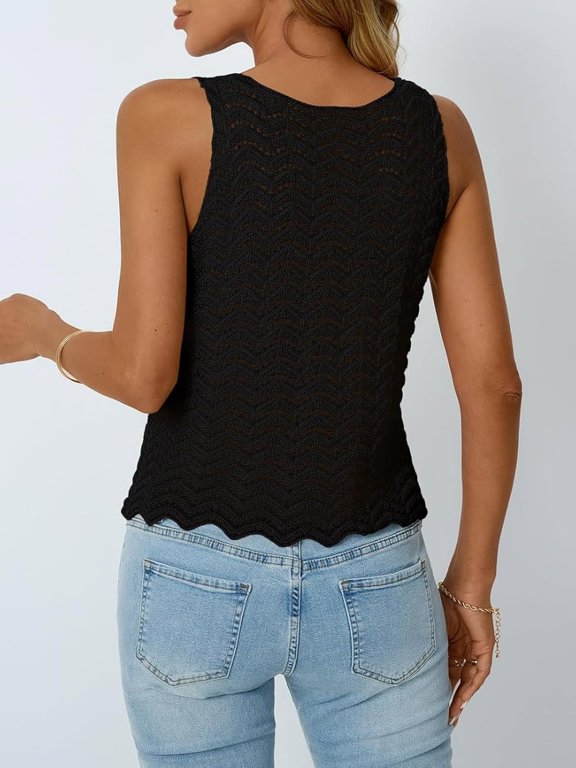 Women Y2K Crochet Knit Vest Cute Tie Front Tank Top Sleeveless V Neck Crop Hollow Out Sweater Vest Going Out Tops - Image 6