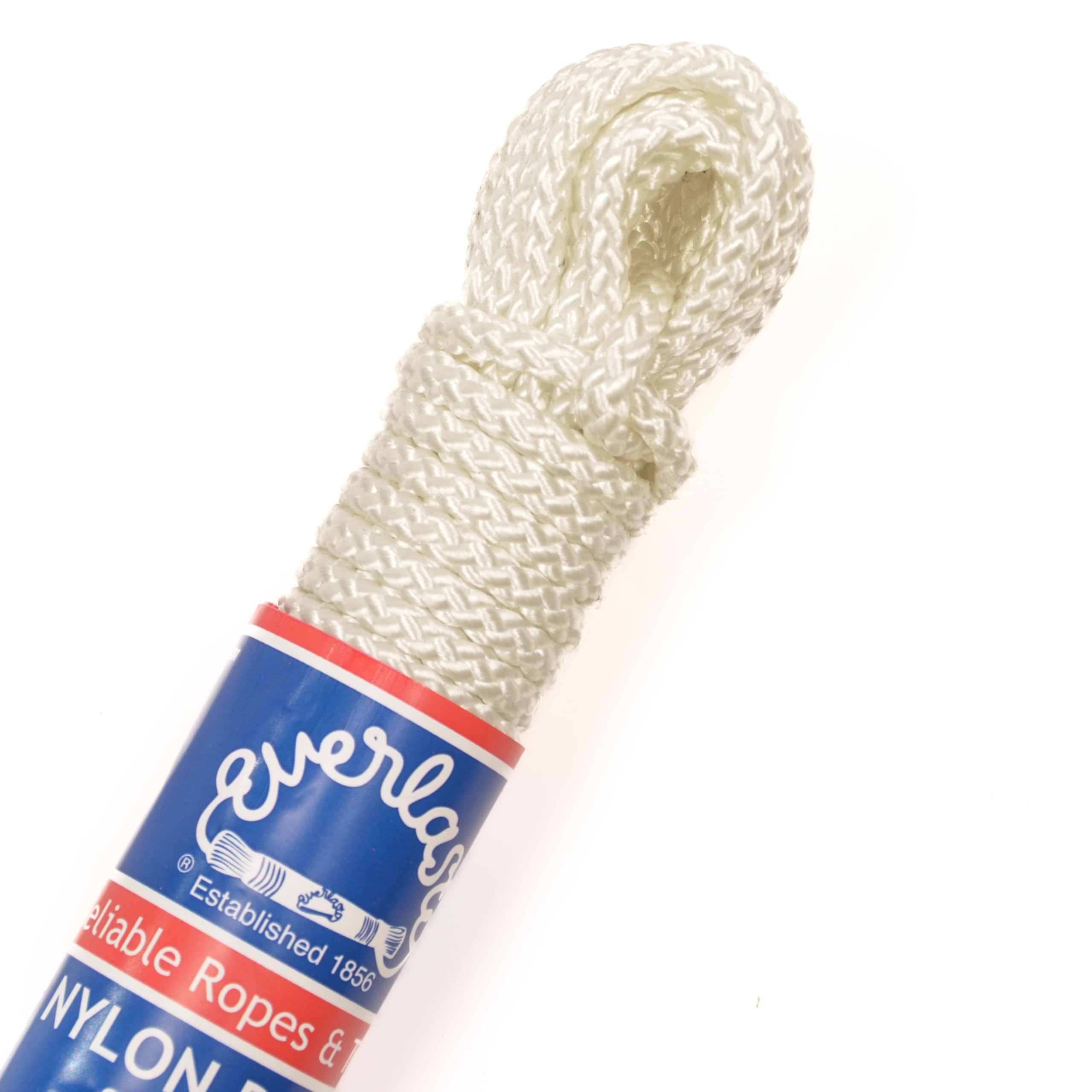 EVERLASTO Cordón de Nailon n.º 4, Blanco, 6.5mm x 100M