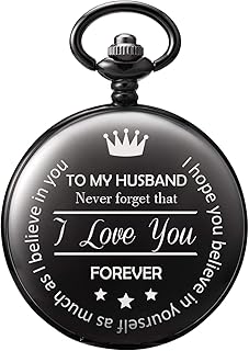 TREEWETO Pocket Watch Valentines for Husband Gifts for Men Engraved Pocket Watches