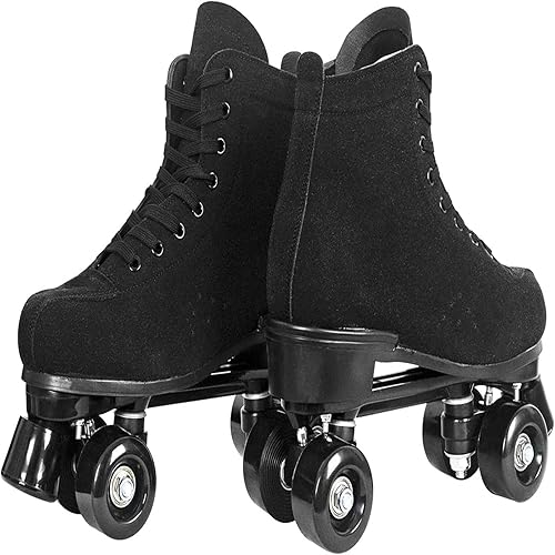 Miniatura 2 de Roller Skates for Women with Glitter Leather High-top Classic Double Row Rollerskates, Unisex-Adult Derby Skate for Beginner,Indoor Outdoor Fast