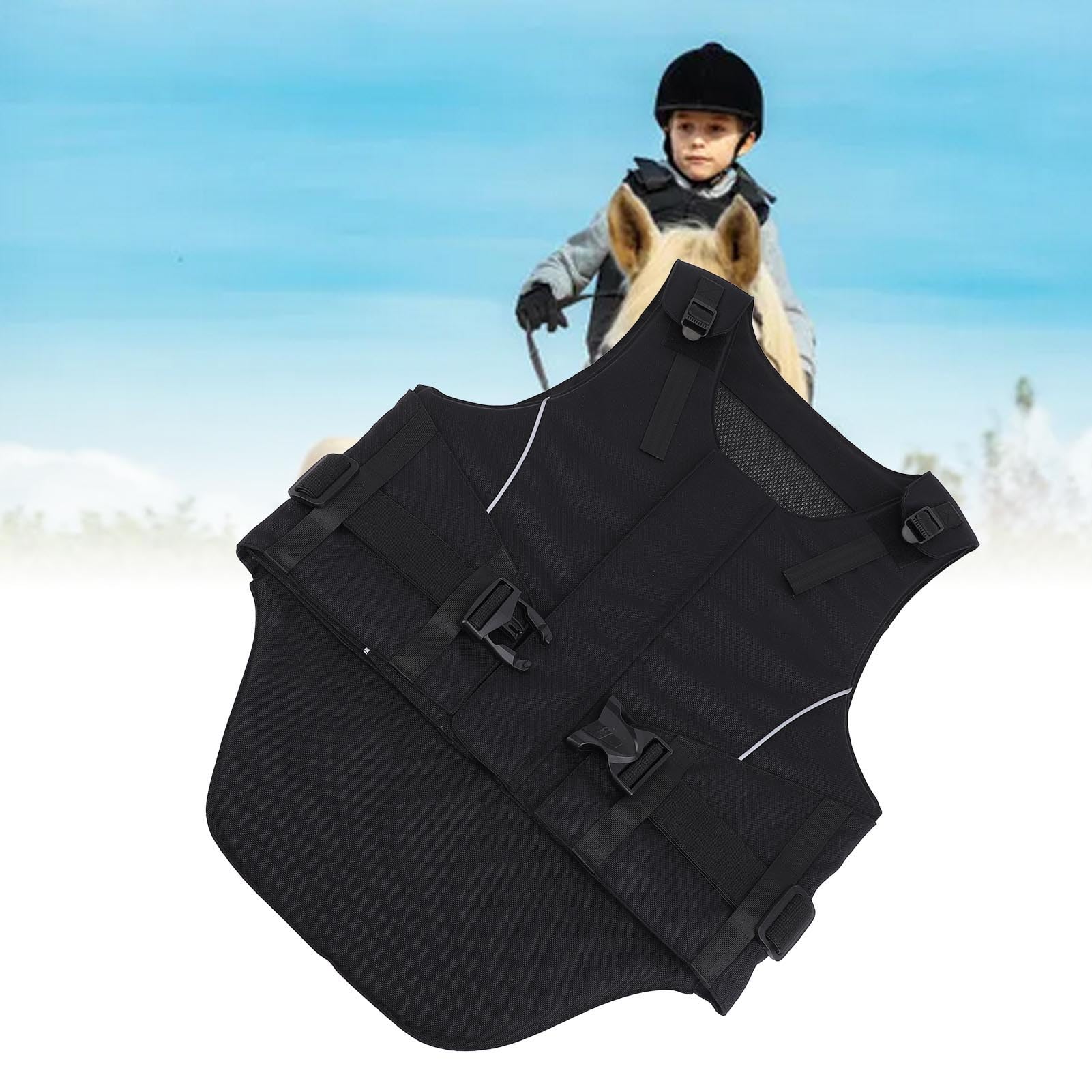 CHICIRIS Chaleco ecuestre profesional Equitación Chaleco de seguridad para hombres y mujeres con correas ajustables Tejido transpirable de triple capa Absorción de golpes para arenas de carreras al