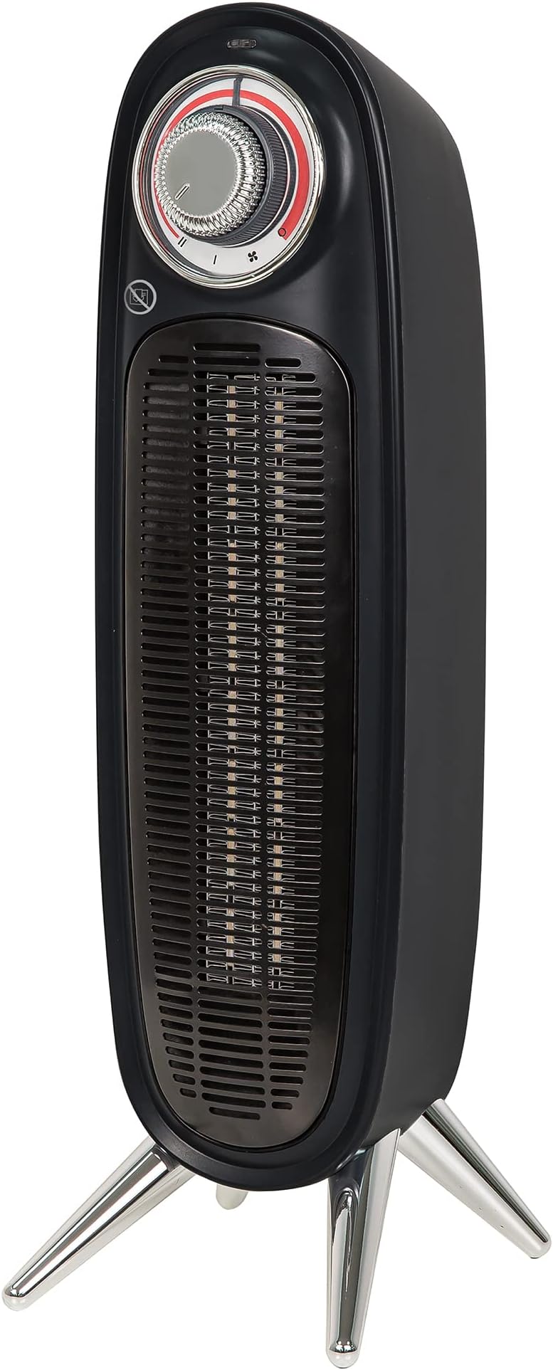 RHRETFH1002B 2000 W Black Retro Tower Fan Heater with Adjustable Thermostat, PTC Heating, 20 m² Room Size, 2 Heat Settings and 2 Year Guarantee