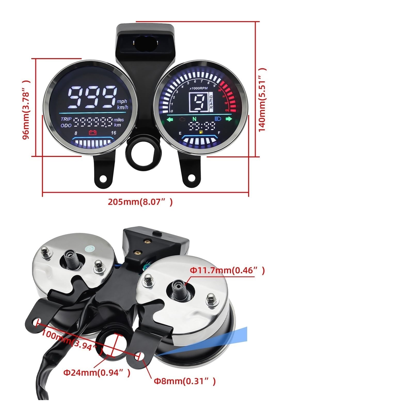 Contachilometri universale Contagiri per motocicletta, per Suzuki GN 125, tachimetro digitale, contachilometri, indicatore di marcia, strumento misurazione