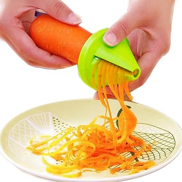 MNFPSJB Vegetable Spiralizer for Courgettes, Manual Spiral Slicer with Stainless Steel Blades, Compact Ergonomic Courgette Spaghetti Maker, Easy to Clean, Green