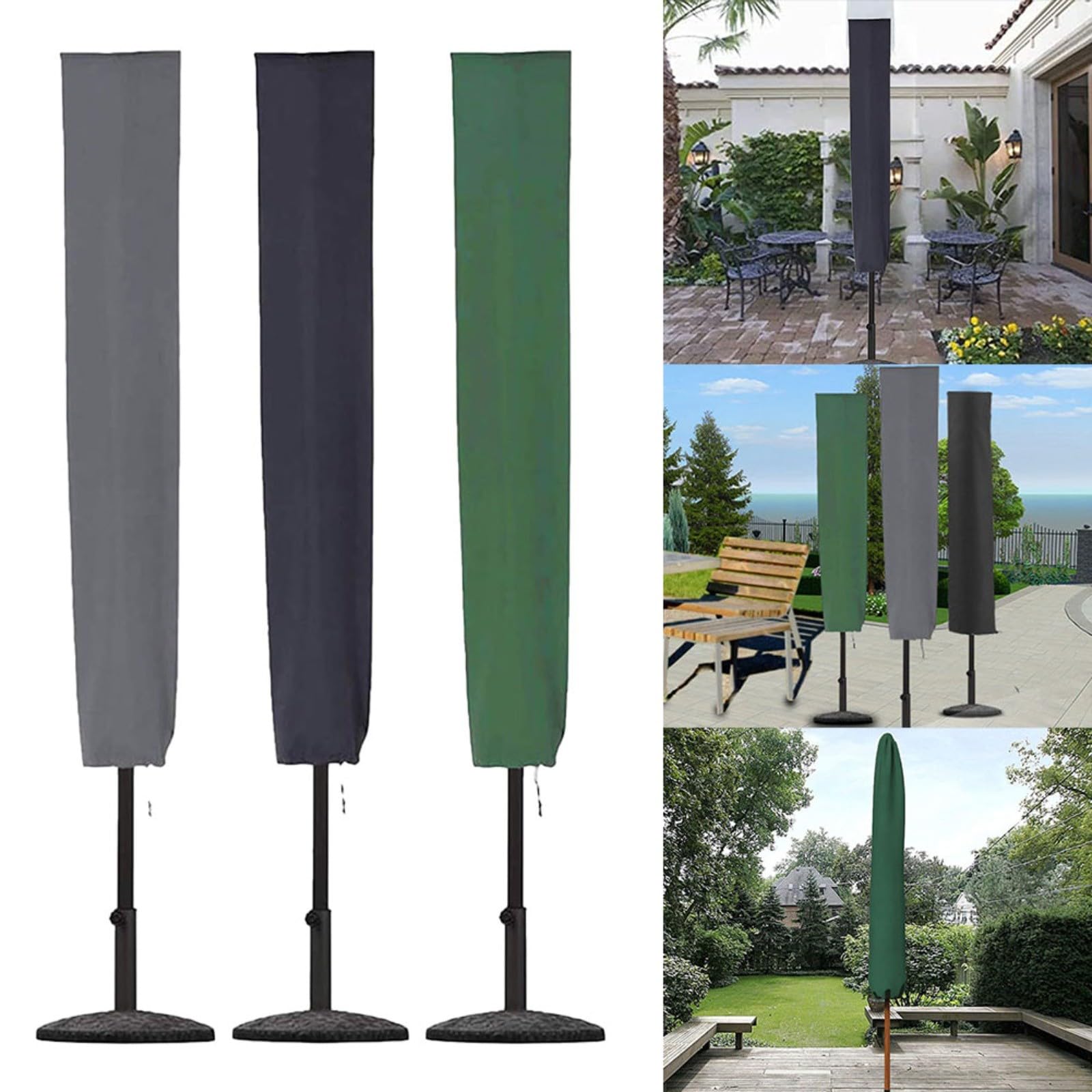Housse de parasol Oxford 600D résistant au vent 153 x 30 cm noir