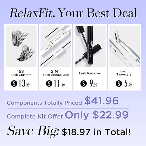 Miniatura 4 de BEYELIAN Kit de extensiones de pestañas para bricolaje, 168 unidades, racimos de pestañas rizadas en D con unión de pestañas y sello, herramienta