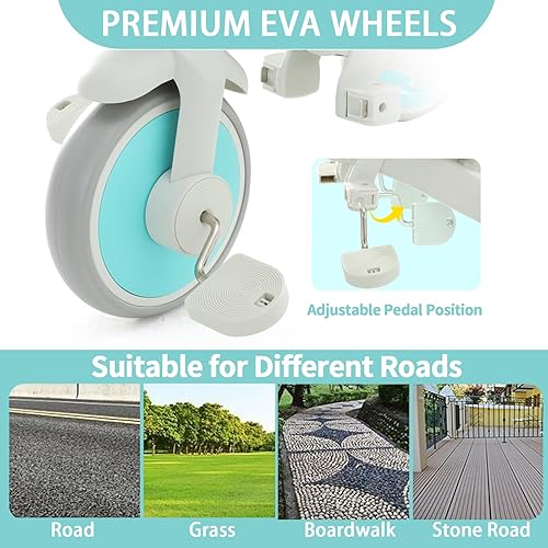 Miniatura 4 de Triciclo para bebé, 7 en 1 multifuncional para niños con mango ajustable para padres, arnés de seguridad y frenos de rueda, toldo extraíble,