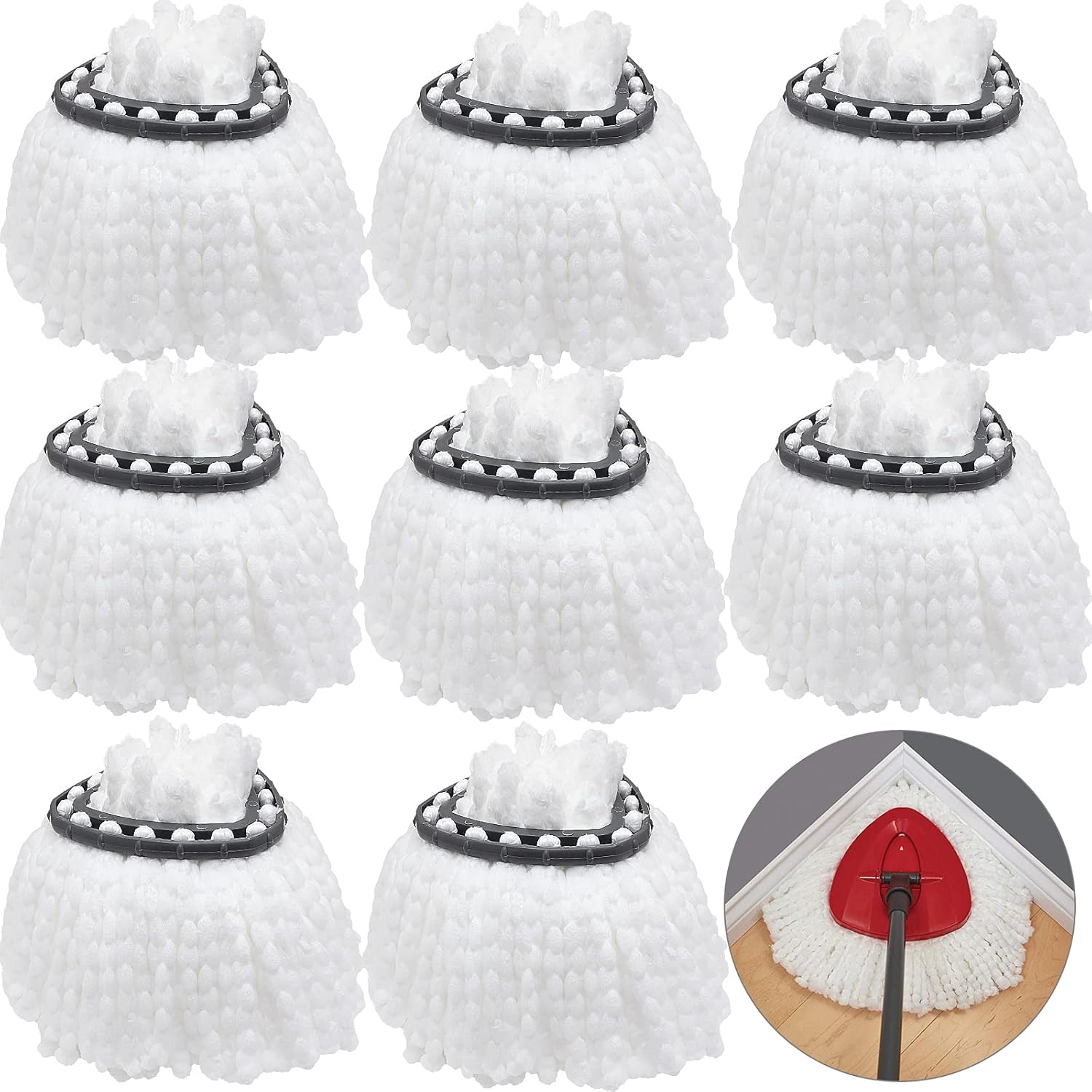 8Pack Spin Mop Replacement Head, Microfiber Mop Refills Easy Cleaning Mop Heads Replacements, 360Degree Spin Mop Refill