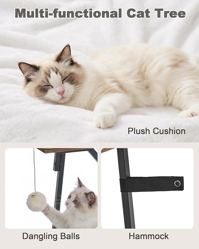 Torre para gatos moderna de 46 pulgadas blanca multi-niveles miniatura 7