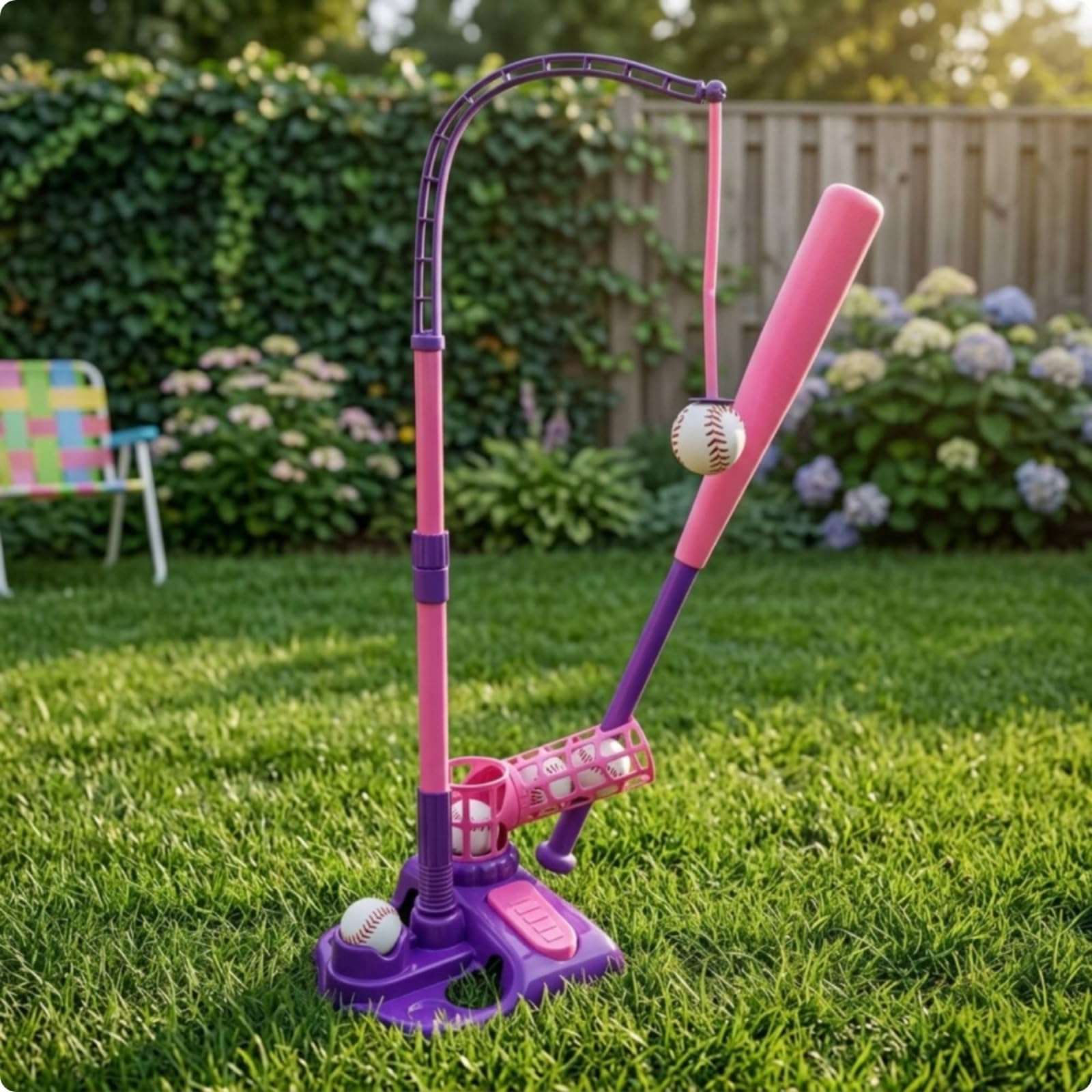 Set Práctica Béisbol para Niños con Ajustable y Base Estable Plástico para Ejercitar Precisión Bateo y en Juegos al Libre, Color to 4, Modelo 6888-3A
