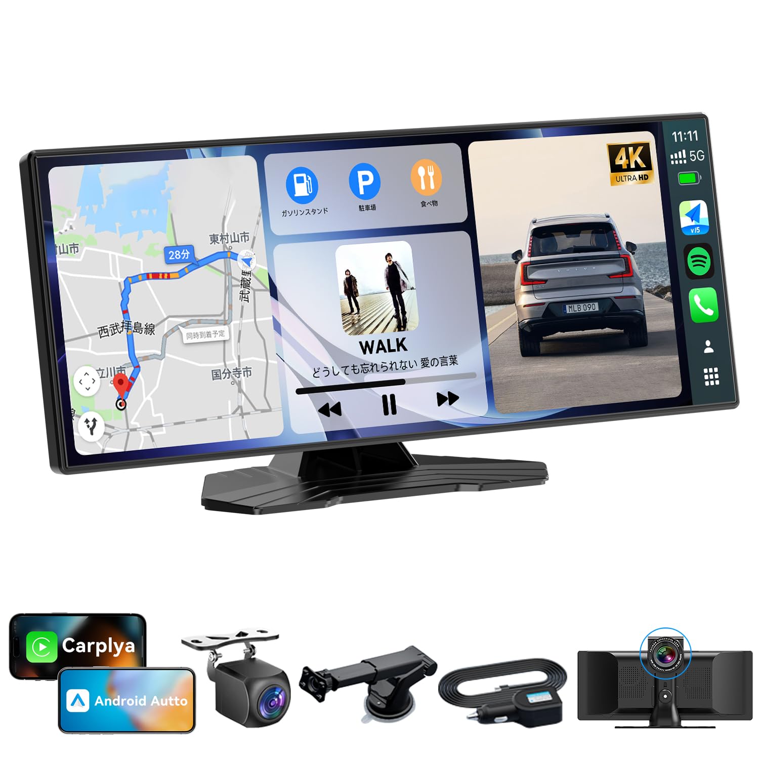 ディスプレイオーディオ❣️4K 1080P カメラ 10インチ CarPlay Kuayvan 10インチ ディスプレイオーディオ CarPlay&Android Auto対応