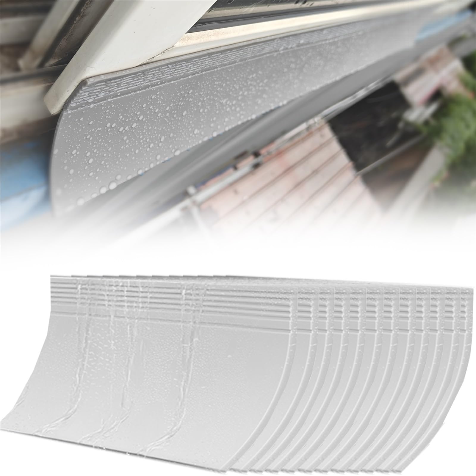 Deflector de lluvia autoadhesivo de goma de 90 mm: barra de protección para ventanas de 12 piezas