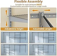 Vista 23 de Tangkula 4 to 6 FT Custom Closet Organizer System Kit, Wall-Mounted Storage Organizer with Wire Shelving and Hanging Rods, Adjustable Closet Grey