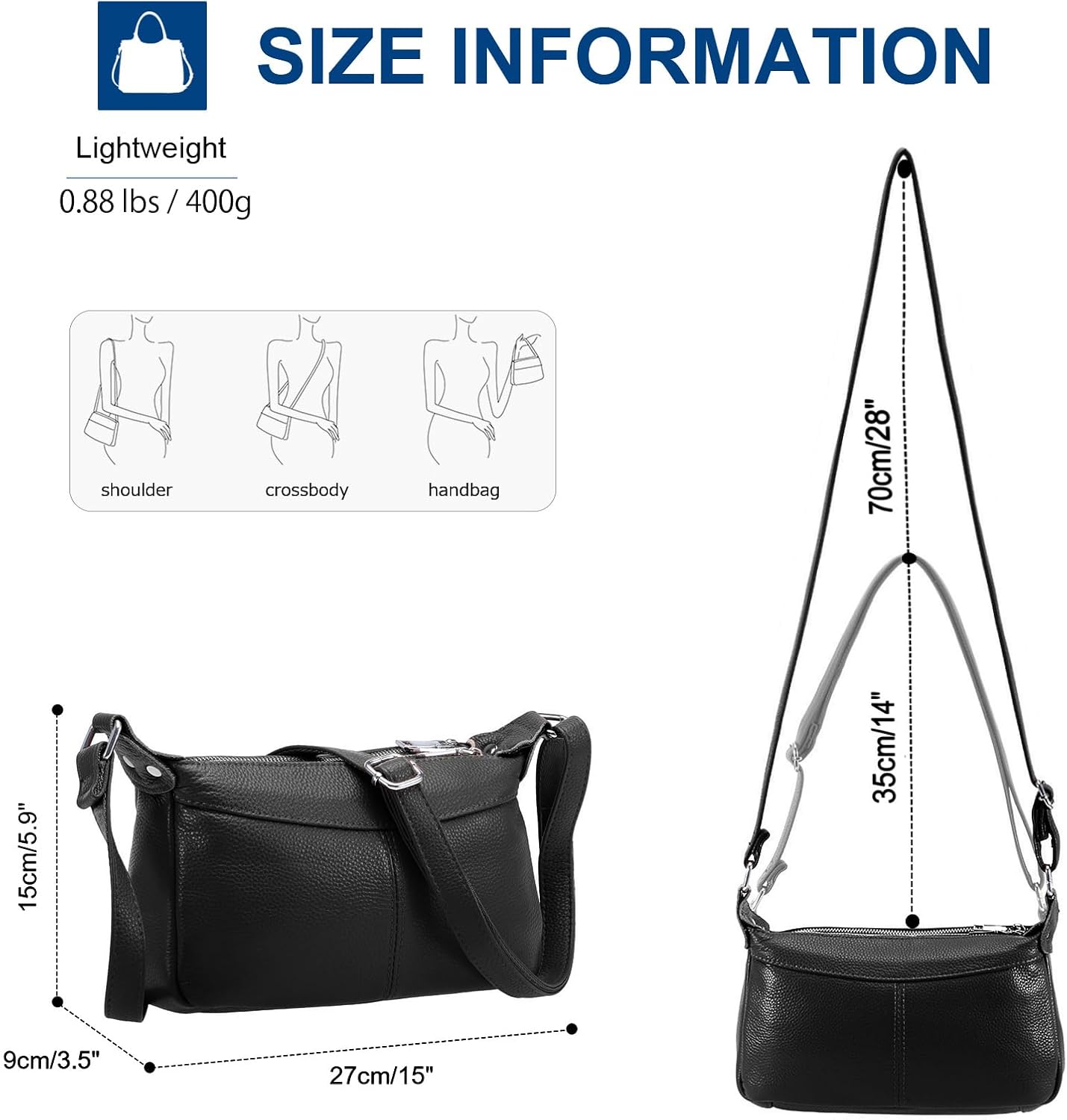 Sursee Genuine Leather Hobo Bag for Women Small Crossbody Purses Trendy Shoulder Bag - Image 6