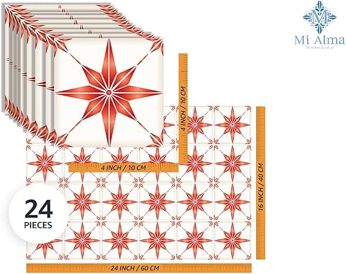 Miniatura 3 de Adhesivos para azulejos Mi Alma, 24 unidades, Talavera, plantillas de pared, calcomanías para despegar y pegar, fácil aplicación, ideal para baño,