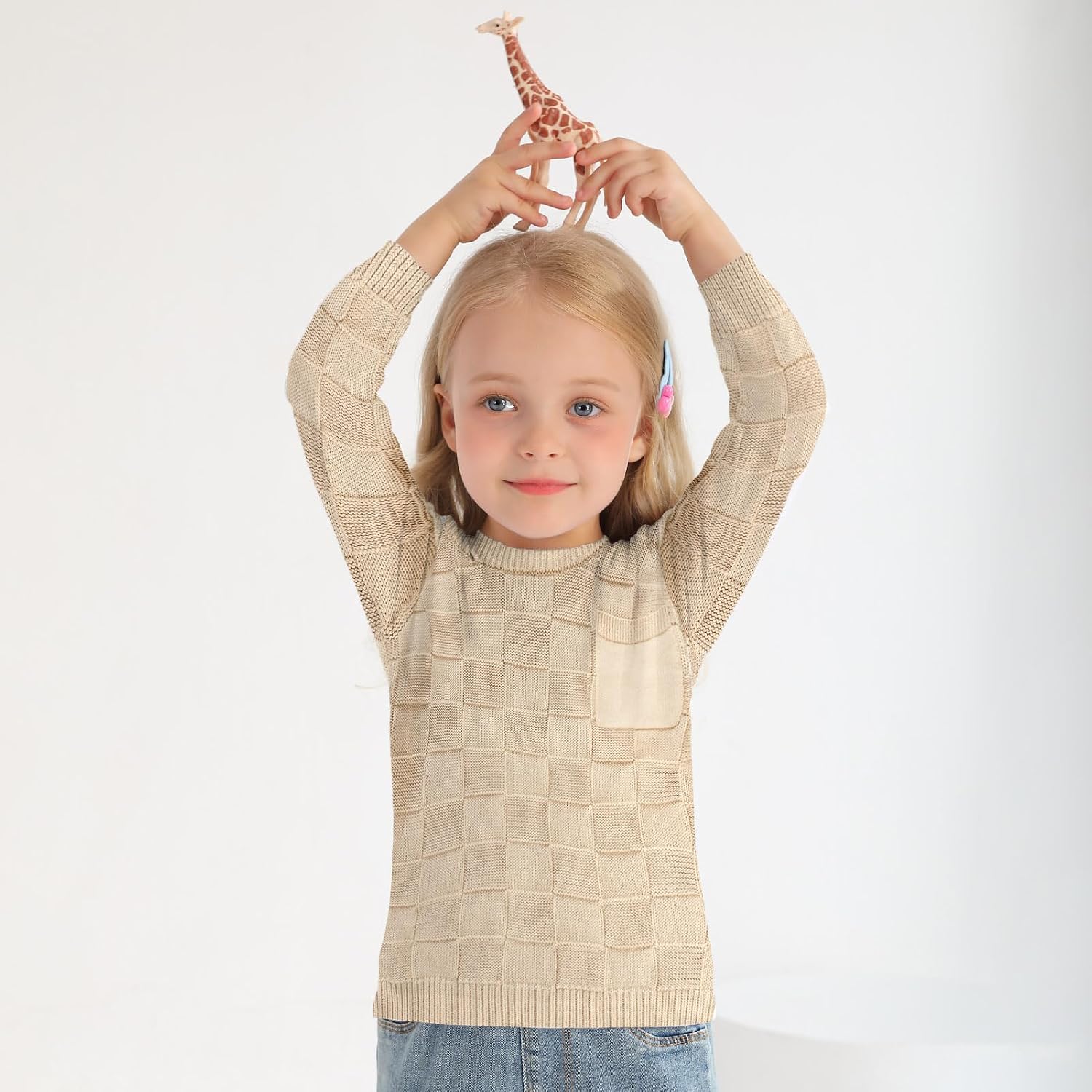 Toddler Girl Knit Sweater Blouse Pullover Warm Crewneck Long Sleeve Tops for Toddler Boy Fall Winter Clothes