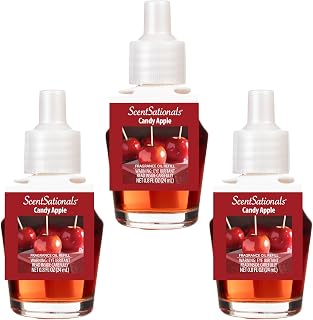 Scentsationals Fragrance Oil Plug In Air Freshener Refills 3-Pack - Candy Apple - Works with Scentsationals Wall Plugs, Long-Lasting Home Fragrance, 0.8 fl oz Each, Packaging May Vary