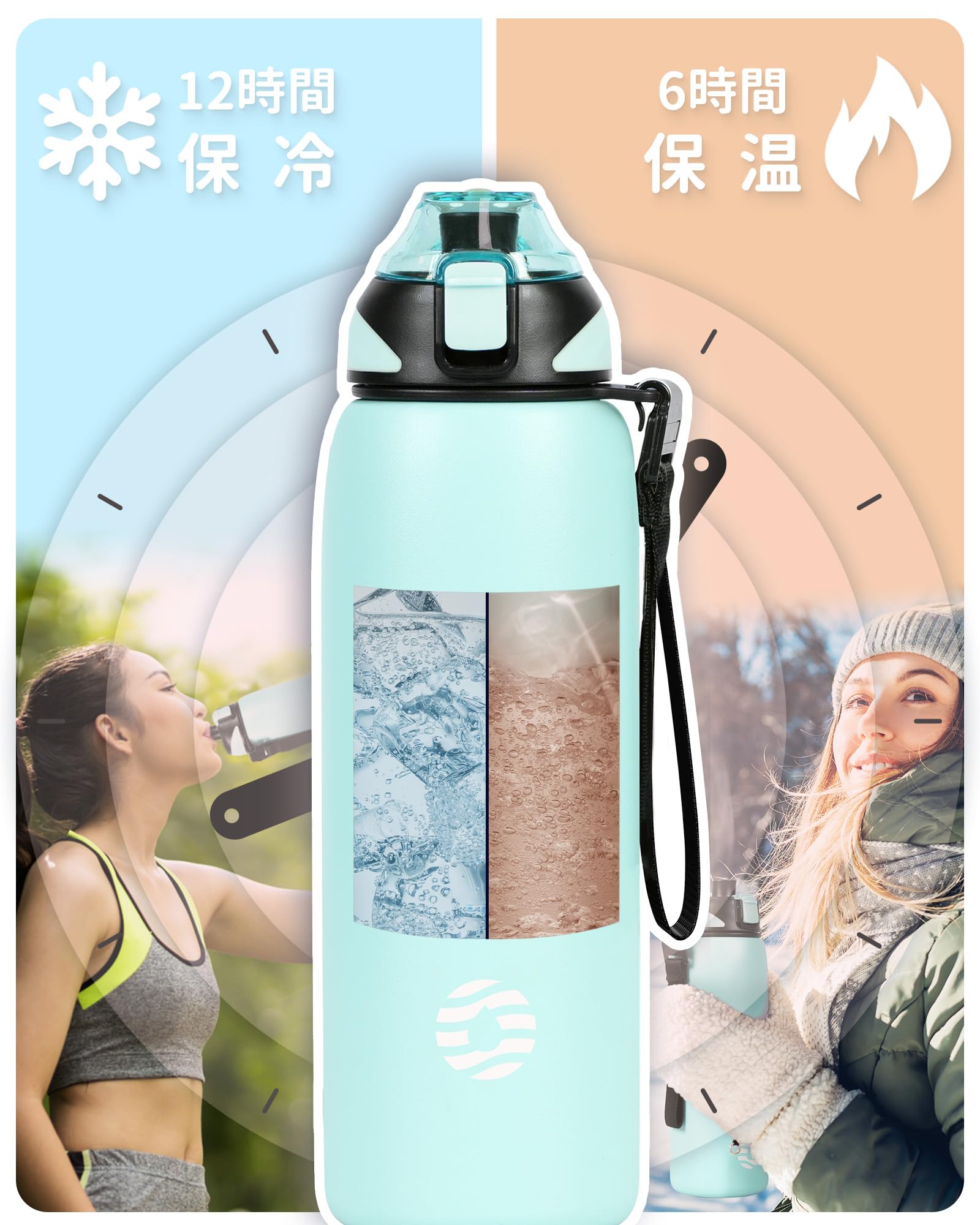 Amazon | FJbottle 水筒 1リットル 真空断熱 ワンタッチ スポーツ