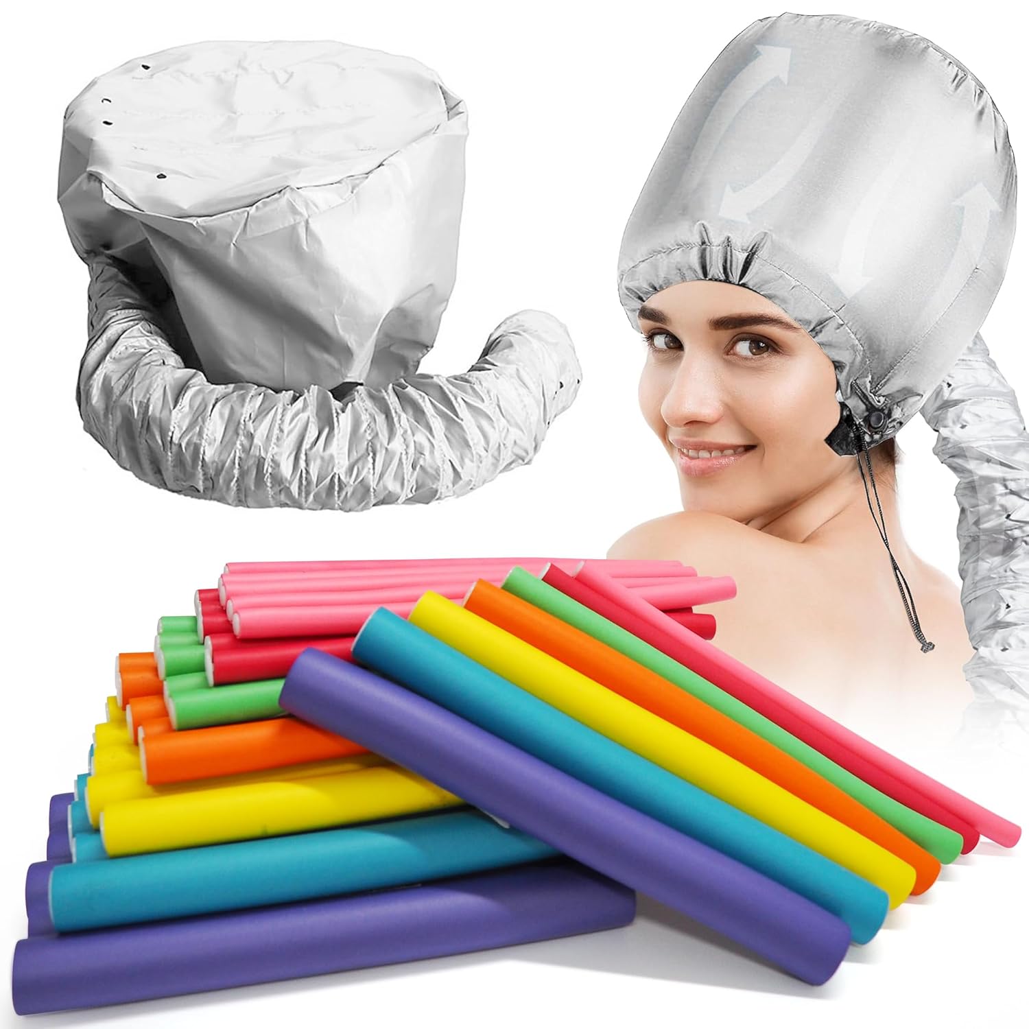 xnicx 47pcs 7" Flexi Rods,Hair Curlers Rollers Flexible