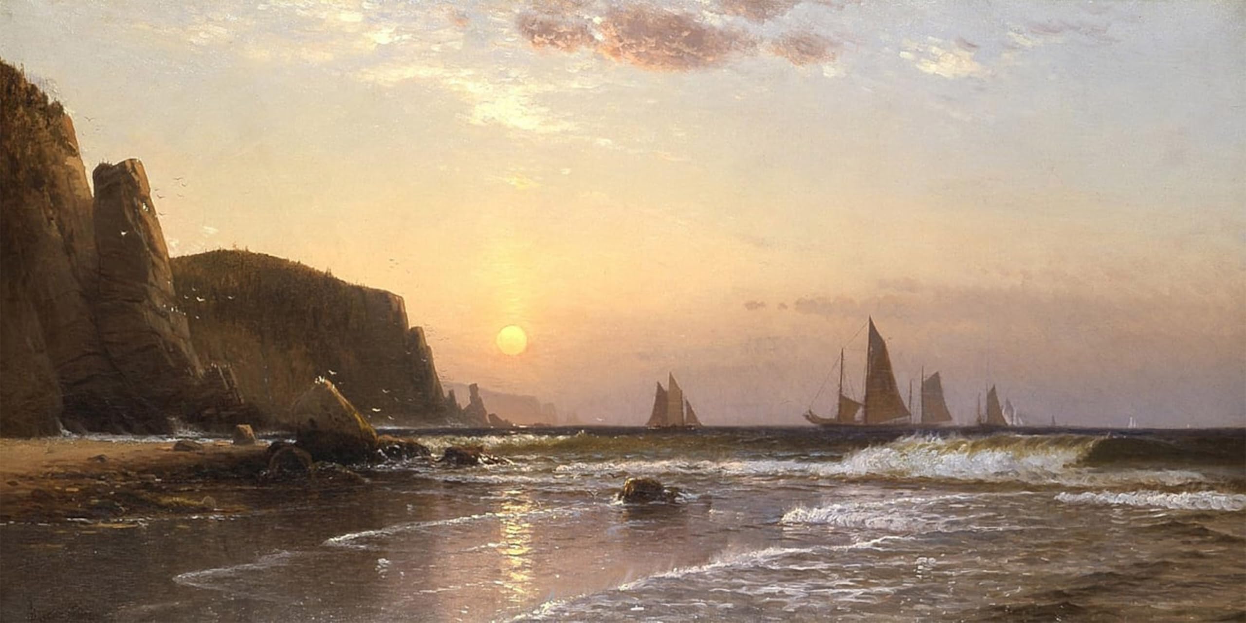 Artxlxxbn No Frame Famous Print Painting Colorful Art Print Morning At Grand Manan By Alfred Bricher Canvas Art Decorations For Home Decor 60X90cm