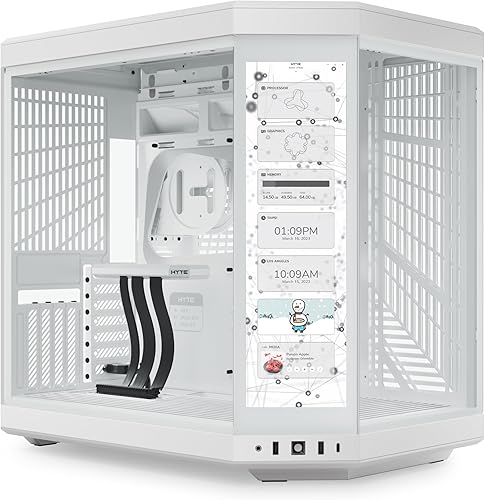 Vista 66 de HYTE Y60 - Moderna caja para juegos ATX de torre media con doble cámara panorámica de vidrio templado y cable elevador PCIE 4.0 incluido