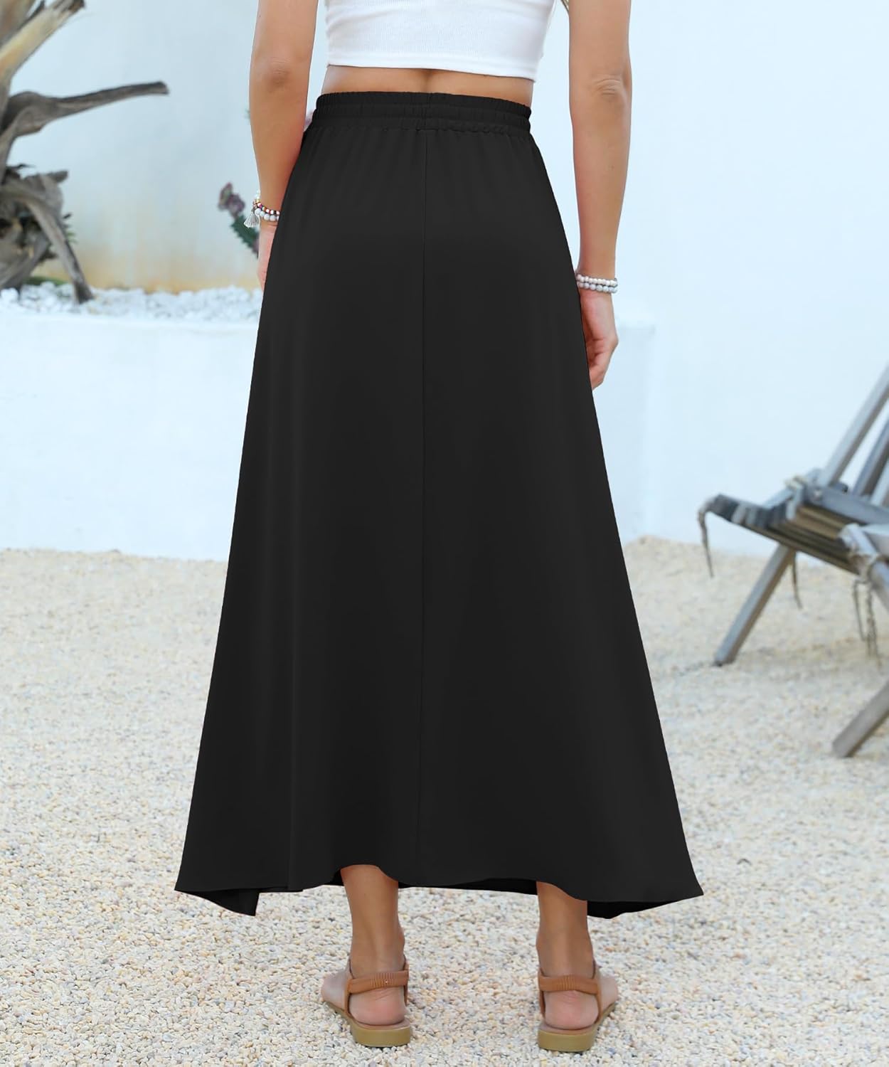 High Waisted Maxi Skirts for Women Casual Summer Long Skirt with Pockets Boho Flowy A-Line Skirts - Image 4
