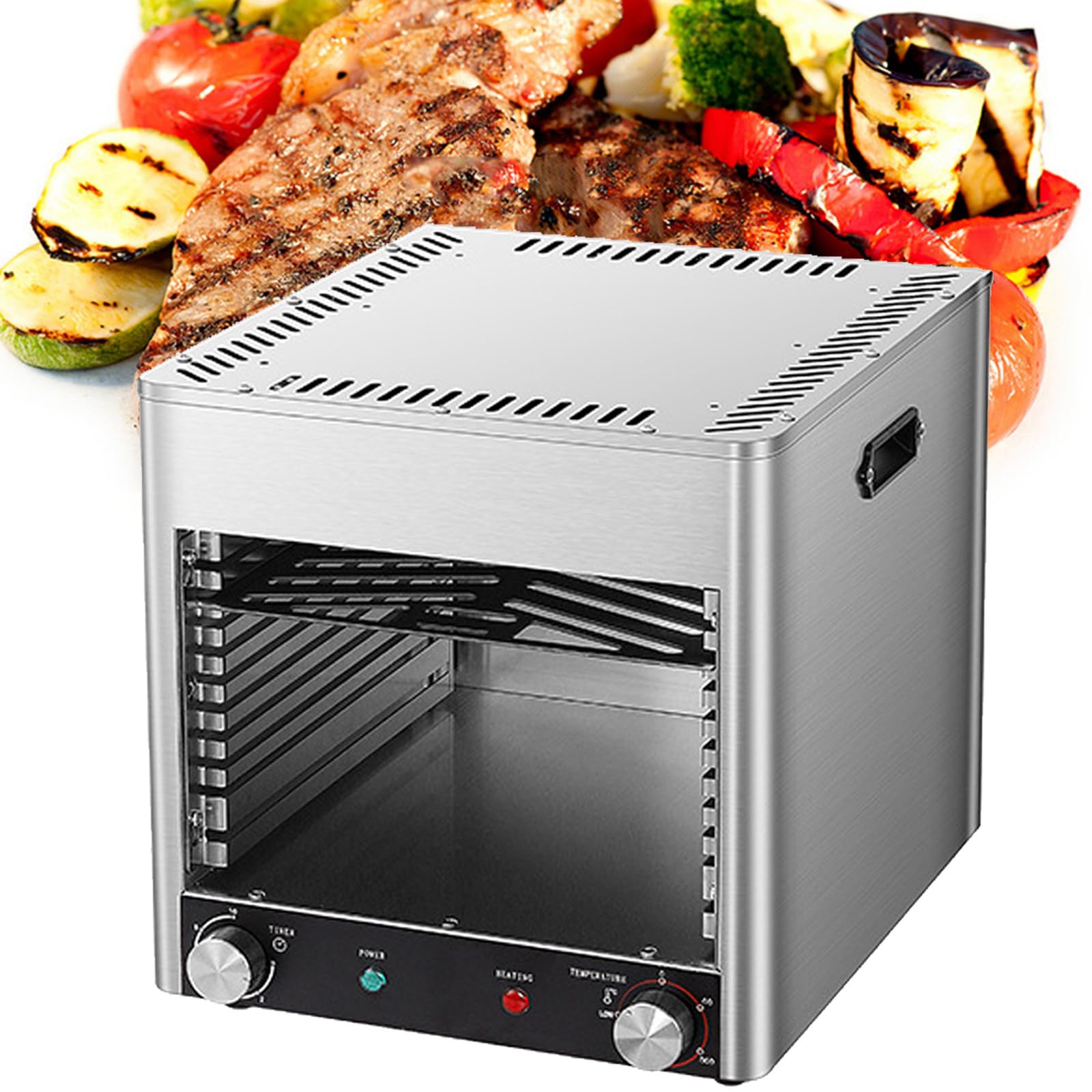 Forno Grill Multistrato Commerciale, Grill Elettrico per bistecche da 1700 W e 3400 W, Grill Elettrico per bistecche da Interno, Temperatura Regolabile, per Carne di Manzo, Verdure