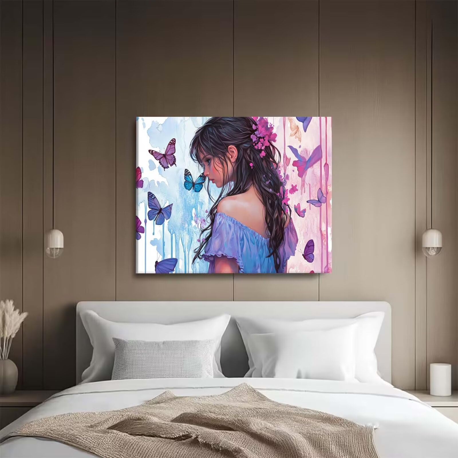 Papillon Peinture Numero Adulte, Avec Pinceau and Acrylique 60x80cm j0-657