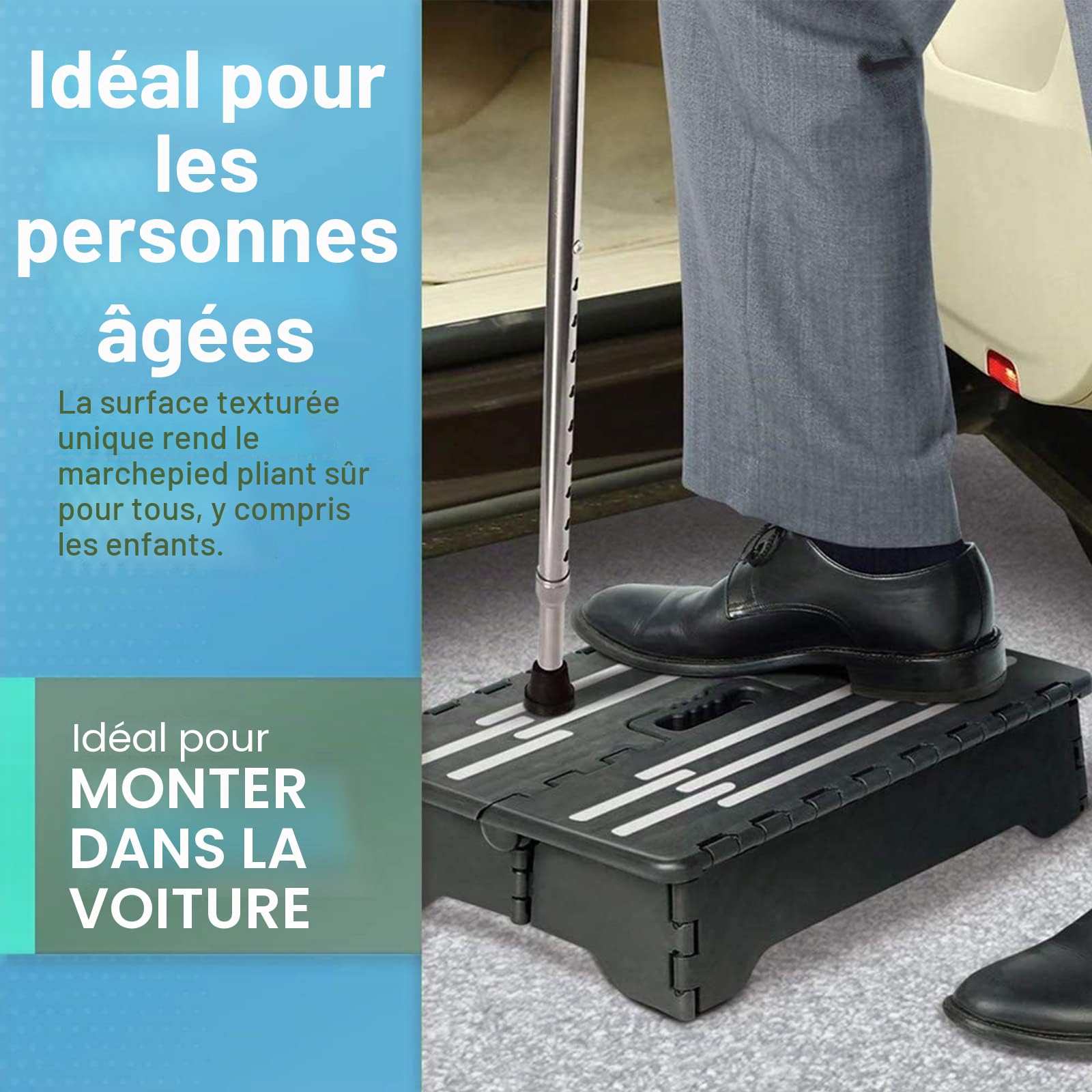 Marchepied pliable portable de 12.7 cm, demi marchepied pliable pour personnes âgées et adultes, un SUV et un camping-car, pour les personnes âgées qui se lèvent dans un lit haut ou des escaliers