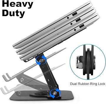 360 Rotating Laptop Stand for Desk, Portable Laptop Riser with Reinforced Support, Ergonomic PC Stand Height & Angle Adjustable, Metal Laptops Holder for Notebook Computer Tablet Office Accessories