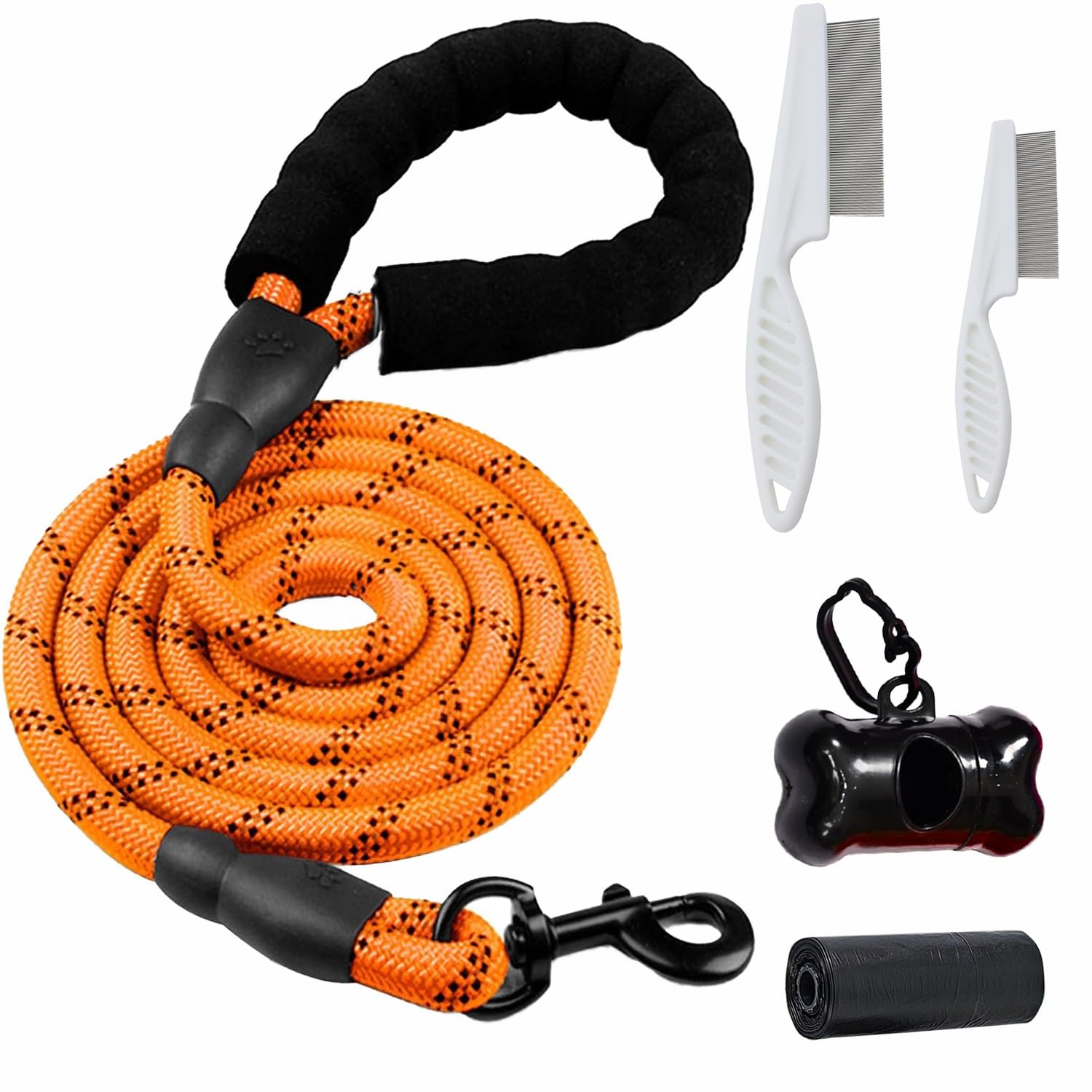 Denipry Dog Lead 5 FT Heavy Duty Nylon Rope Pet Leash with Comfortable Padded Handle, Metal Sturdy Clasp