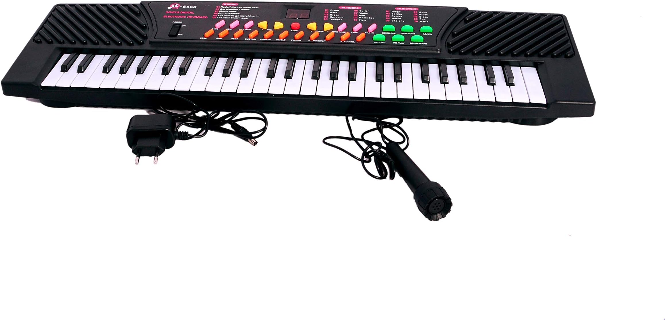Shoptail Electronic Keyboard & Musical Piano for Kids with 54 Keys, Microphone (Mic) & Charger (Black) 5468 (Black)