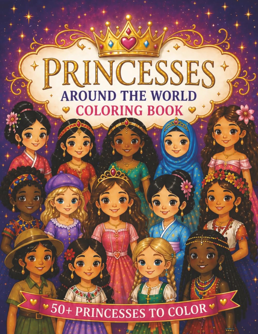 Princesses Around the World Coloring Book for Kids: 50+ Cultural, Fantasy, Seasonal & Elemental Princesses to Color