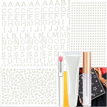 Self Adhesive Pearls Letter Alphabet Stickers for Crafts with Makeup Glue