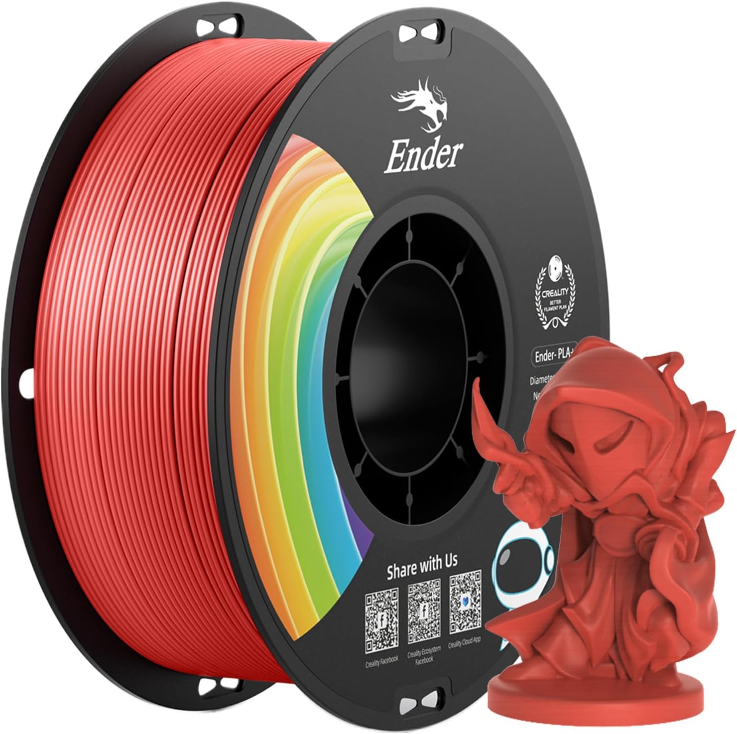3D Printer Filament, PLA Plus Filament 1.75mm Deep Red, PLA Pro Toughness Upgraded Dimensional Accuracy +/- 0.03mm, 1KG Spool(2.2lbs) Ender PLA+ Filament for Most 3D Printer