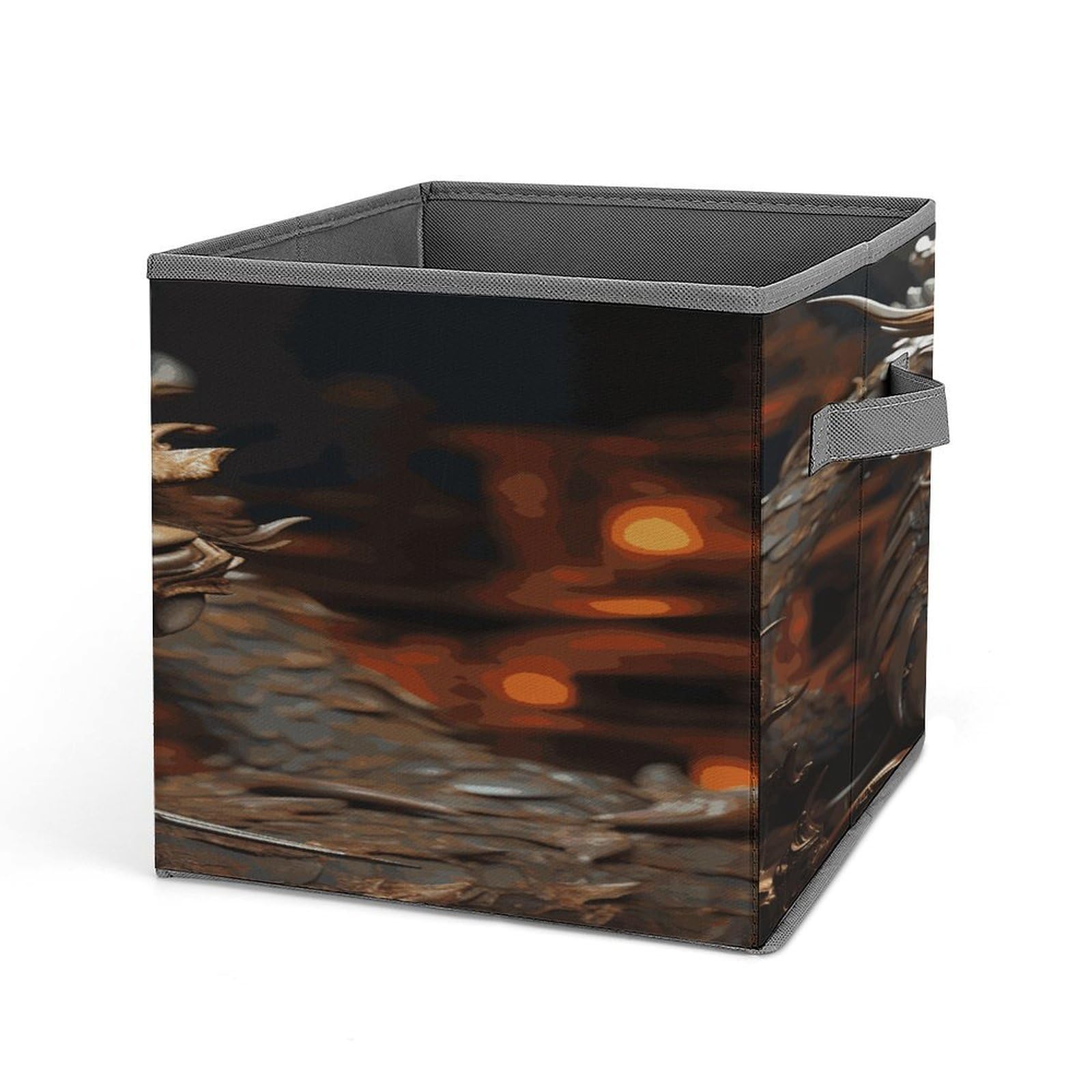 Fekiloot Style Golden Dragon On Red Background Storage Bins Storage Baskets