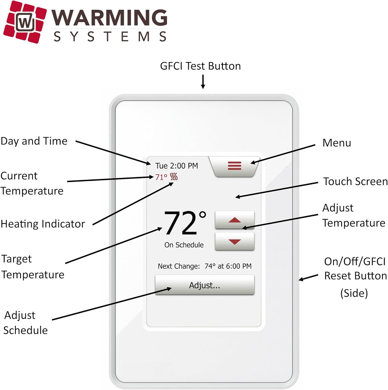 25 Sqft Warming Systems 120 V Electric Tile Radiant Floor Heating cable with Touch Screen Programmable Thermostat