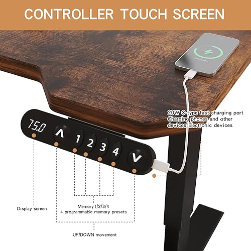 Miniatura 6 de Escritorio de pie de altura ajustable de 59 x 40 pulgadas, mesa de escritorio de pie para oficina en casa, oficina, escritorio, computadora, memoria