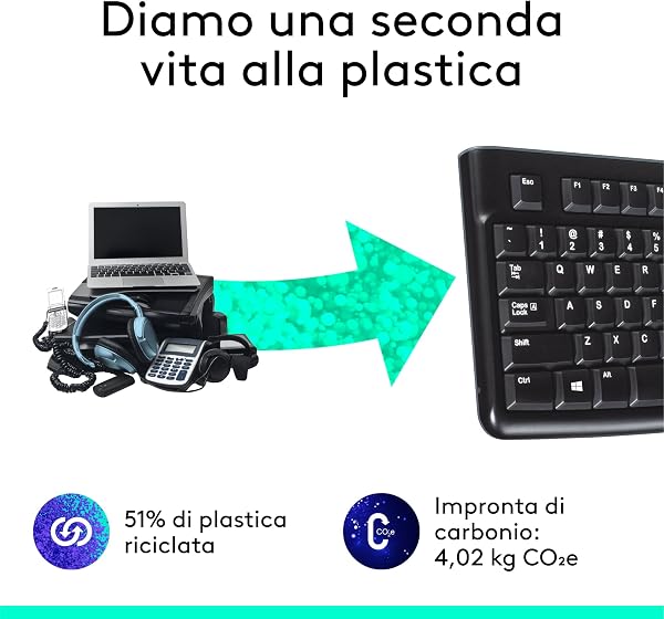 Logitech K120 Tastiera con Cavo per Windows, USB Plug-and-Play, Dimensioni Standard, Resistente agli Schizzi, Barra Spaziatri - 4