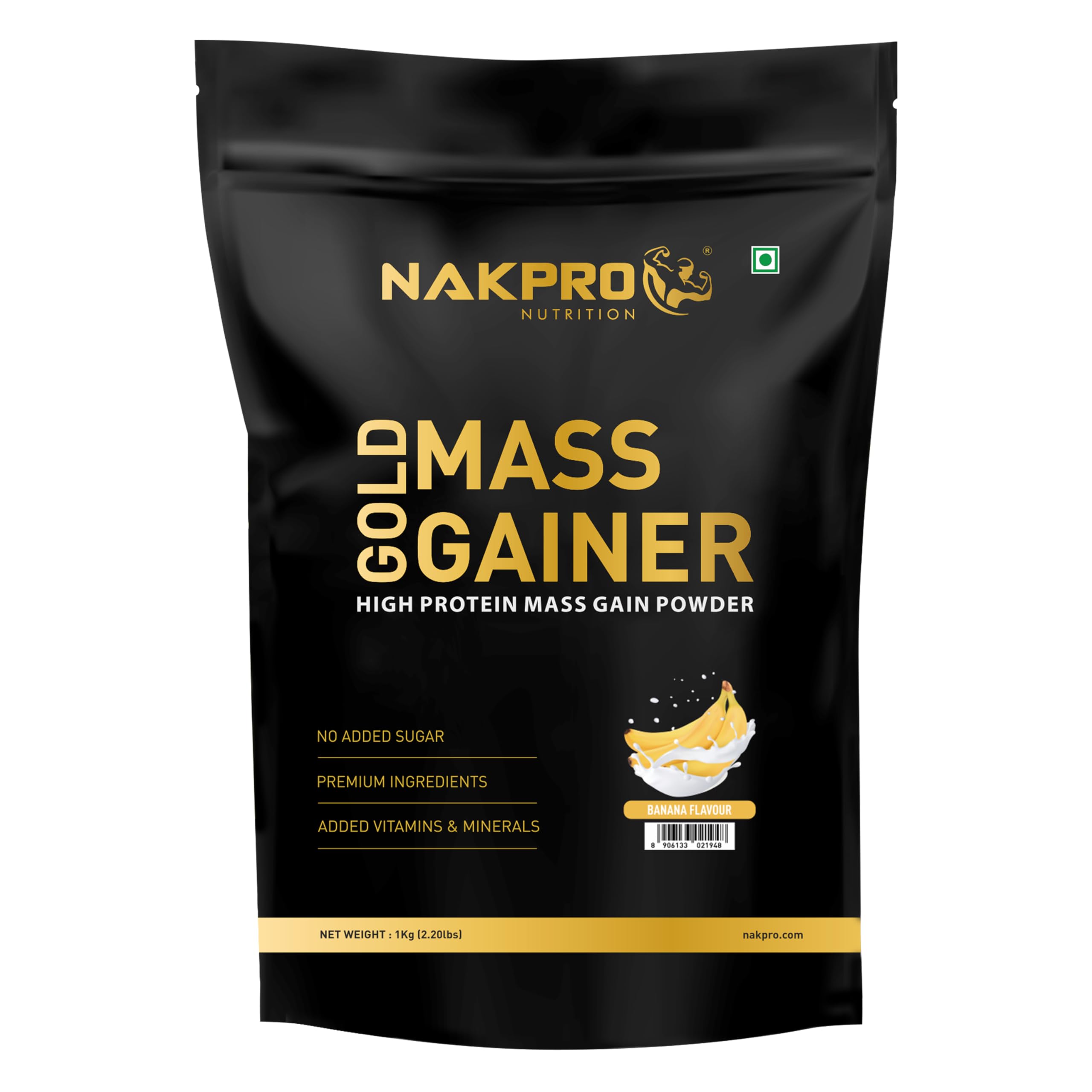 Nakpro Gold Mass Gainer Powder 1 Kg, Chocolate| Lean Muscle Whey Protein Mass Gainer | 21g Protein, 68g Carb, 372 Calories Per Scoop for Muscle Support & Muscle Mass Gain — Amazon image 14