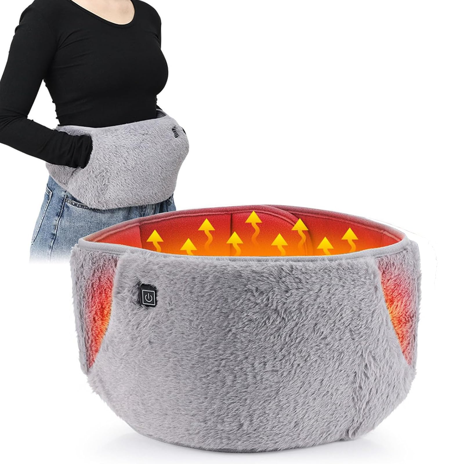 Period Electric Waist Belt Heating Pad With 3 Heat Levels, Portable Back Warmer With Adjustable Straps for Women and Girls (Gray)