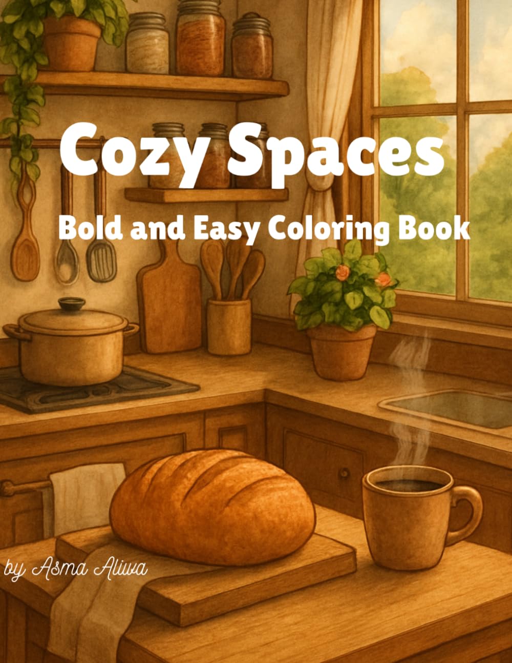 Bold and Easy Coloring Book: 40 Relaxing Cozy Scenes for Kids, Teens & Adults