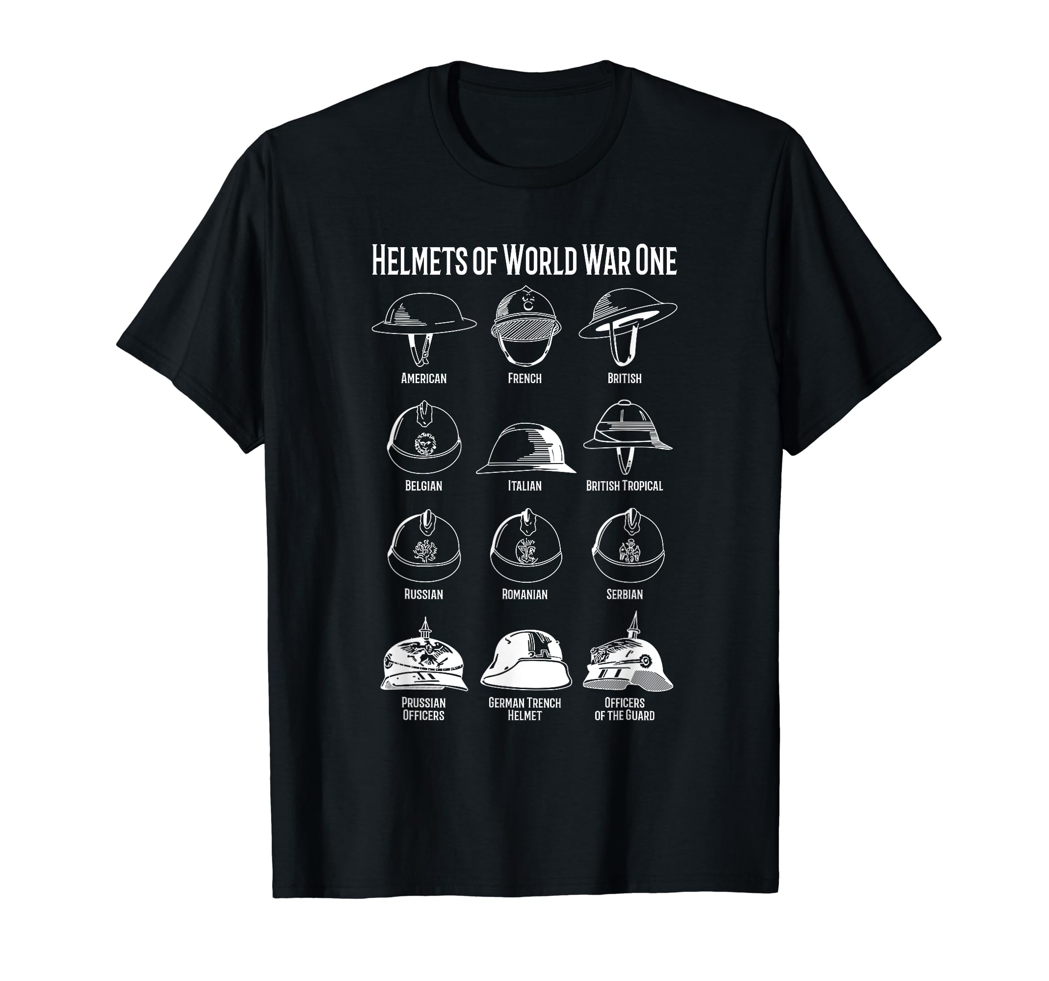 Diagramme aus dem Ersten Weltkrieg von MaljayWorld War I Soldier Helmets Charts T-Shirt
