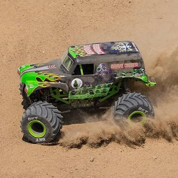 Losi 1/18 Mini LMT Grave Digger 2S 4X4 RTR Brushed Monster Truck Battery & Charger Included Green LOS01026T1